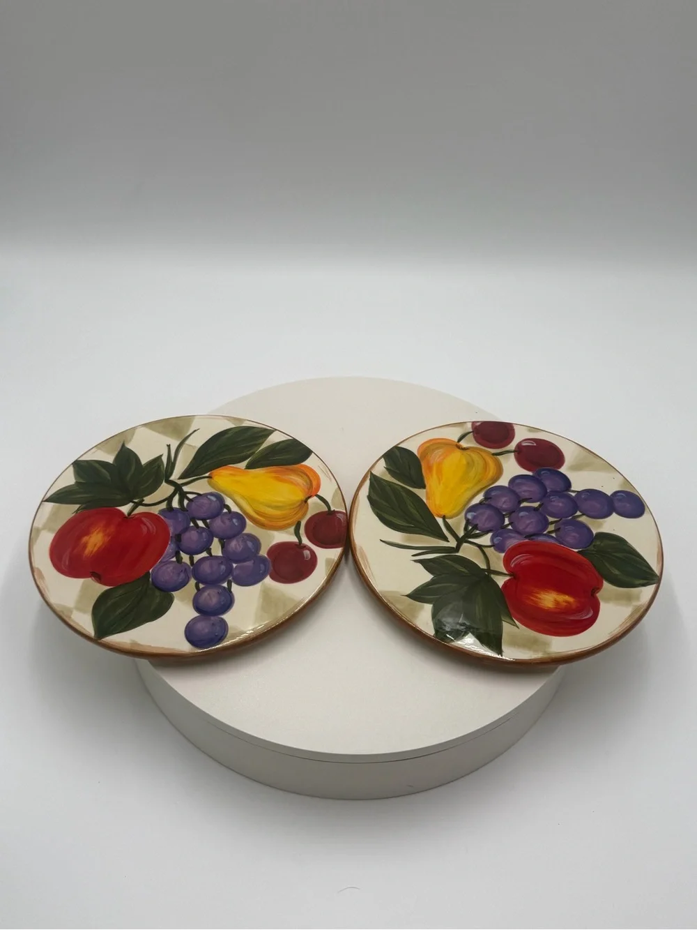 Hand-Painted Fruit Ceramic Coasters - Red, Yellow & Purple